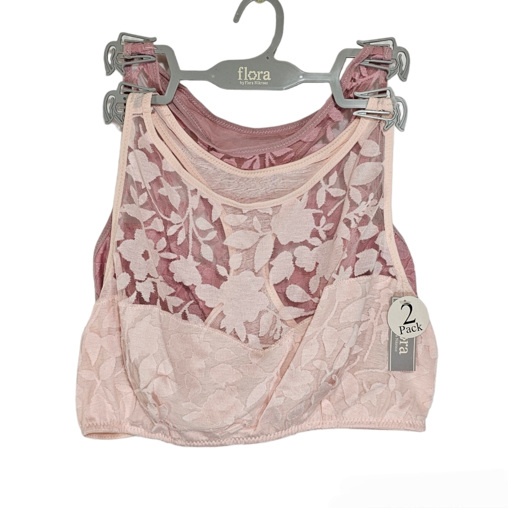 Flora by Flora Nikrooz Pink Lace Floral Burnout Racerback Bralette Size Large